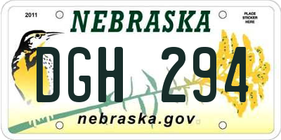 NE license plate DGH294