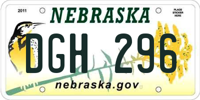 NE license plate DGH296