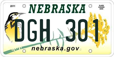 NE license plate DGH301