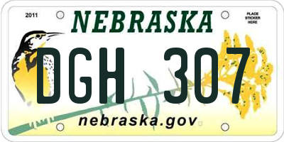 NE license plate DGH307