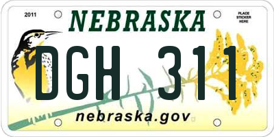 NE license plate DGH311