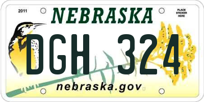 NE license plate DGH324