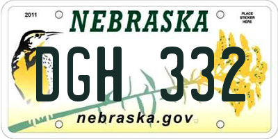 NE license plate DGH332