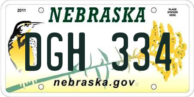 NE license plate DGH334