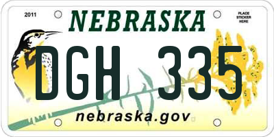 NE license plate DGH335
