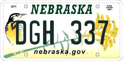 NE license plate DGH337