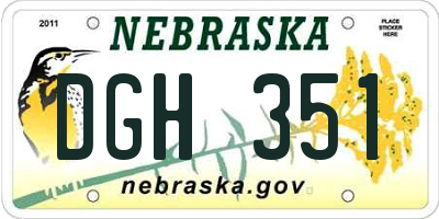 NE license plate DGH351
