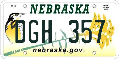 NE license plate DGH357