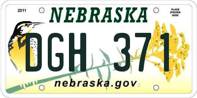NE license plate DGH371