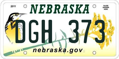 NE license plate DGH373