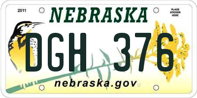 NE license plate DGH376