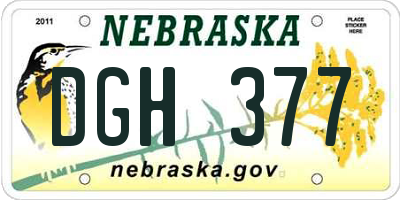 NE license plate DGH377