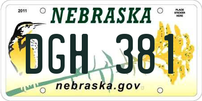 NE license plate DGH381