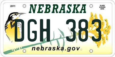 NE license plate DGH383