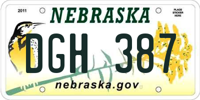 NE license plate DGH387