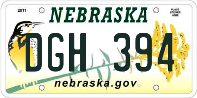 NE license plate DGH394