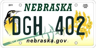 NE license plate DGH402