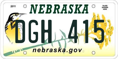 NE license plate DGH415