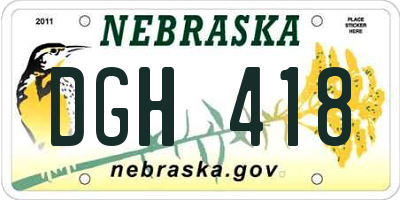 NE license plate DGH418