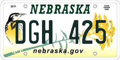 NE license plate DGH425