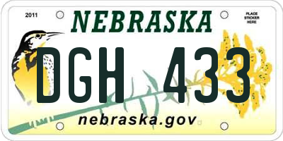 NE license plate DGH433