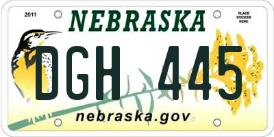 NE license plate DGH445