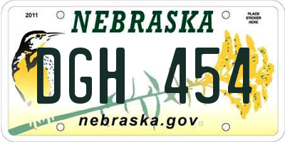 NE license plate DGH454