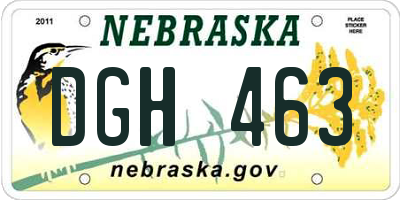 NE license plate DGH463