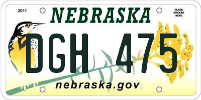 NE license plate DGH475