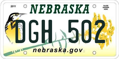 NE license plate DGH502