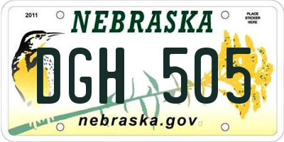 NE license plate DGH505