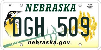 NE license plate DGH509