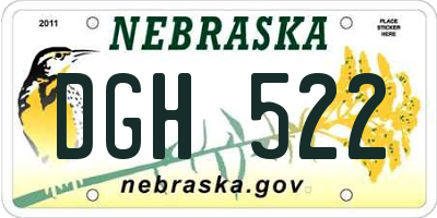 NE license plate DGH522