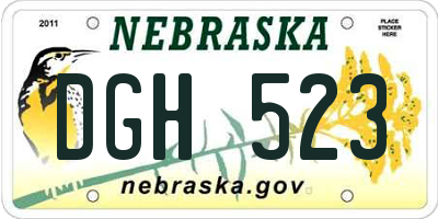 NE license plate DGH523