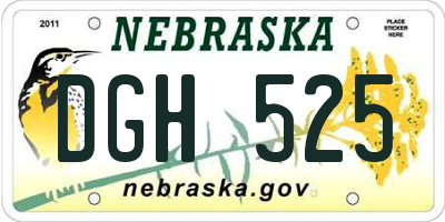 NE license plate DGH525