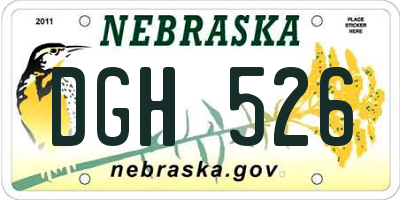 NE license plate DGH526