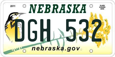 NE license plate DGH532