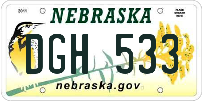 NE license plate DGH533
