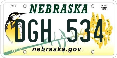 NE license plate DGH534