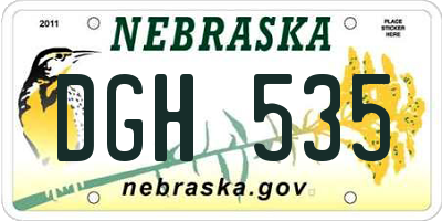 NE license plate DGH535