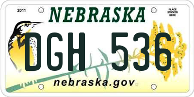 NE license plate DGH536
