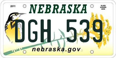 NE license plate DGH539