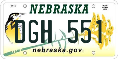 NE license plate DGH551