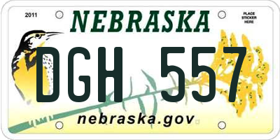 NE license plate DGH557