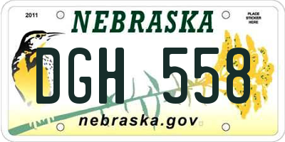 NE license plate DGH558