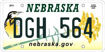 NE license plate DGH564