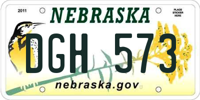 NE license plate DGH573