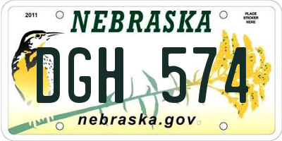 NE license plate DGH574