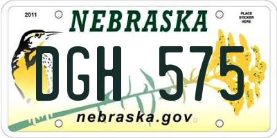 NE license plate DGH575
