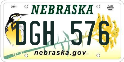 NE license plate DGH576